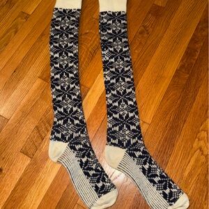 Patterned Black and Beige Ski Socks